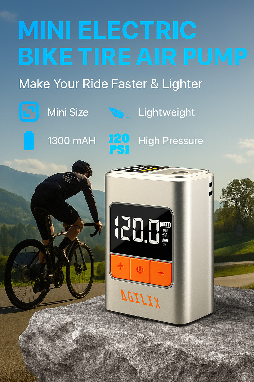Mini Electric Tire Inflator with Gauge 120 PSI