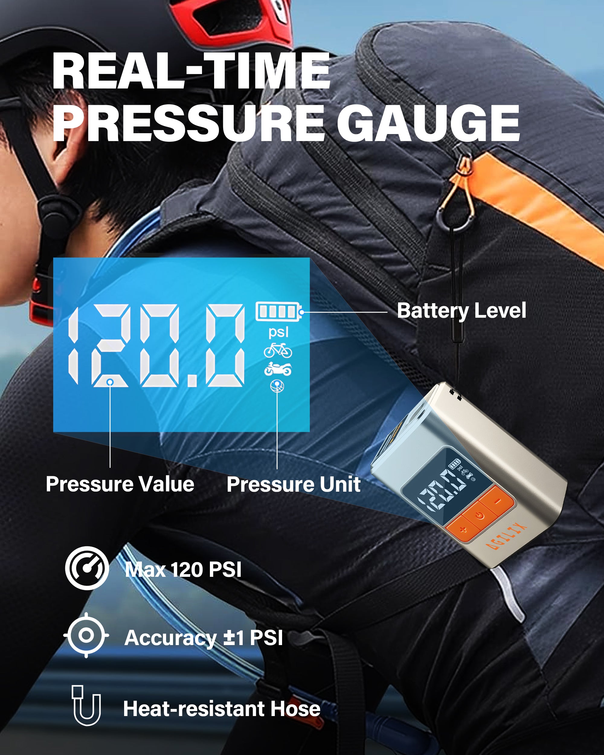 Mini Electric Tire Inflator with Gauge 120 PSI